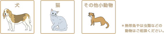 イメージ:お預かりできるペットの種類